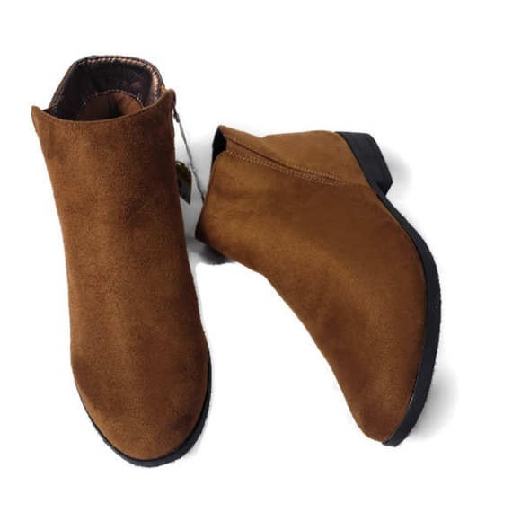 Ankle Booties Faux Vegan Suade Brown Boots Fashion - Picture 2 of 8